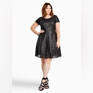 Torrid Fit and Flare Sequin Dress Gray Size 22 NWOT